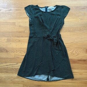 LOFT Petites Green Polka Dot Tie-Waist Dress (Size 4P)